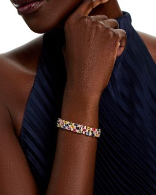 Luxe Collection Rainbow Sapphire & Diamond Triple Row Bracelet in 14K Yellow Gold