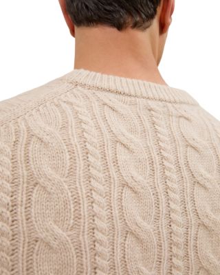 Saunders Long Sleeved Crewneck Cable Cashmere Blend Sweater  