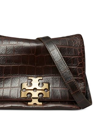 Charlie Croc Embossed Leather Shoulder Bag