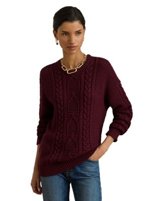 Cable Knit Cotton Crewneck Sweater