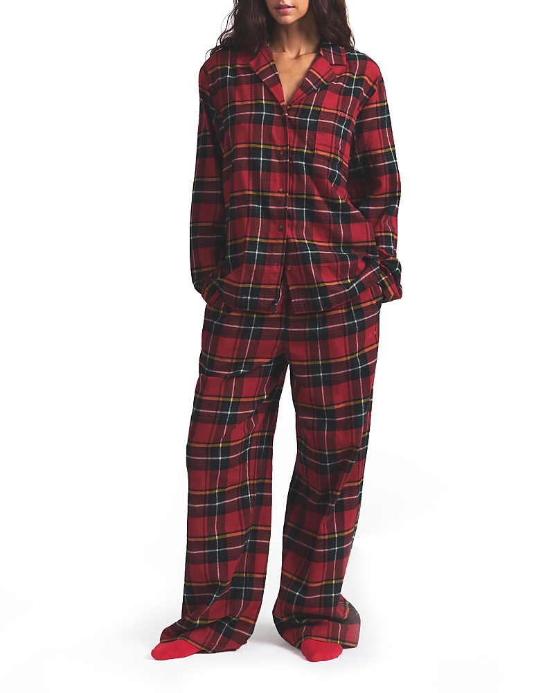 Skims Cotton Flannel Pajamas In Red