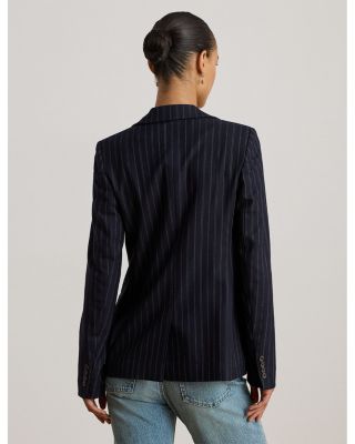 Striped Wool Blend Twill Blazer