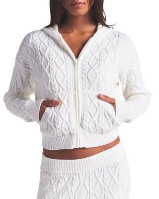 Snow Bunny Cable Knit Shrunken Hoodie