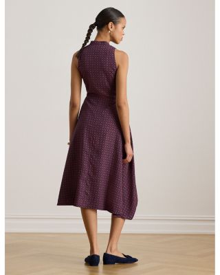 Print Tie Front Crepe Sleeveless Dress