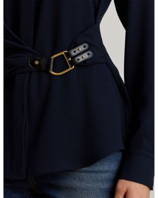 Buckle Trim Georgette Blouse