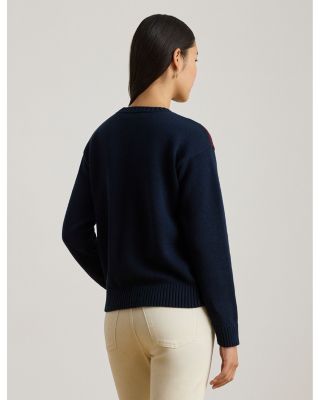 Color Blocked Crest Cotton Sweater