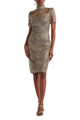 Marise Sequin Embroidered Illusion Dress