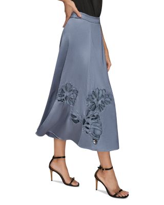 Embellished Satin Midi Skirt