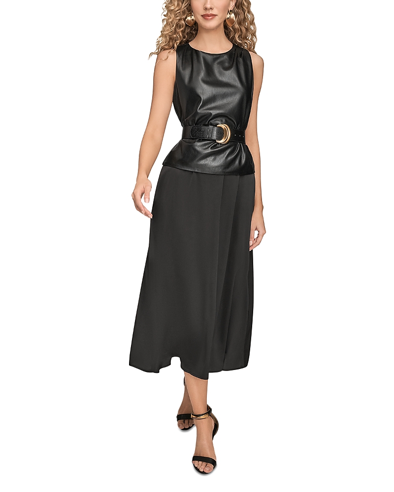faux leather mixed media dress Kenneth Cole
