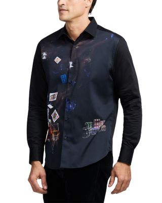Royal Flush Printed Long Sleeve Button Front Shirt