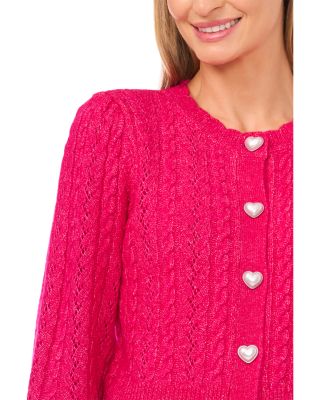 Heart Button Pointelle Cardigan
