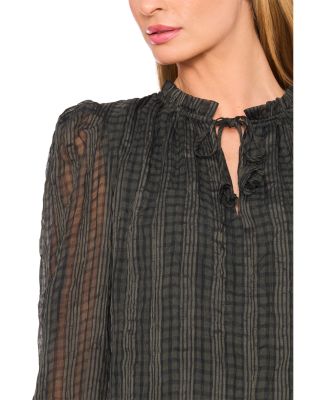 Smocked Cuff Ruffle Blouse