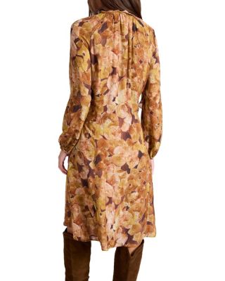 Jayda Long Sleeve Ruffle Dress in Floral Crepe