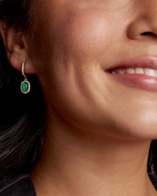 Daphne Pav&eacute; & Stone Charm Huggie Hoop Earrings 