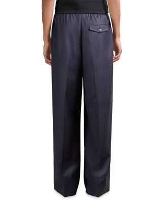 Petite Neave Waistband Pinstripe Wide Leg Pants 