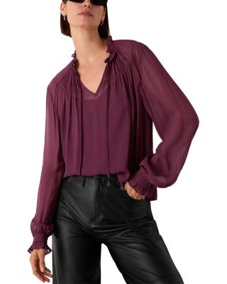 Tie Neck Sheer Blouse 