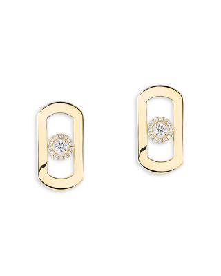 18K White Gold So Move Diamond Halo Oval Drop Earrings