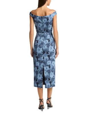 Floral Cady Portrait Neck Dress