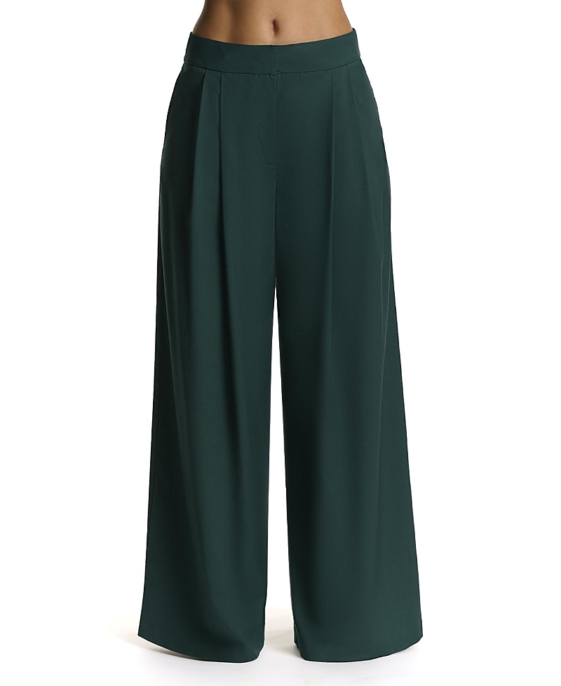 Naked Wardrobe Suiting Pleated Wide-leg Pant In Green