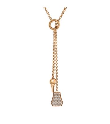 Small Kelly Clochette Pendant Necklace 18K Rose Gold with Diamonds, 15 - 15.75"