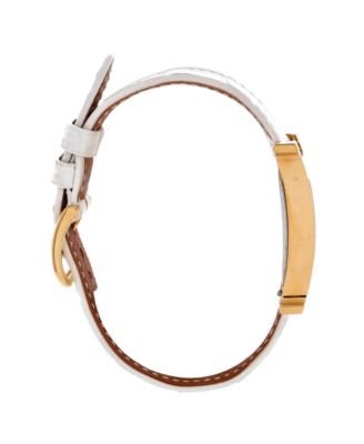 Heure H Quartz Watch in Plated Metal and Alligator with Diamond Markers and Mother of Pearl 30mm