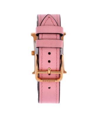 Heure H Quartz Watch in Plated Metal and Leather with Mother of Pearl 25mm