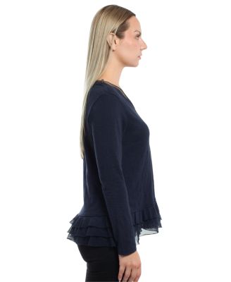  Mixed Media Ruffle Hem Tee