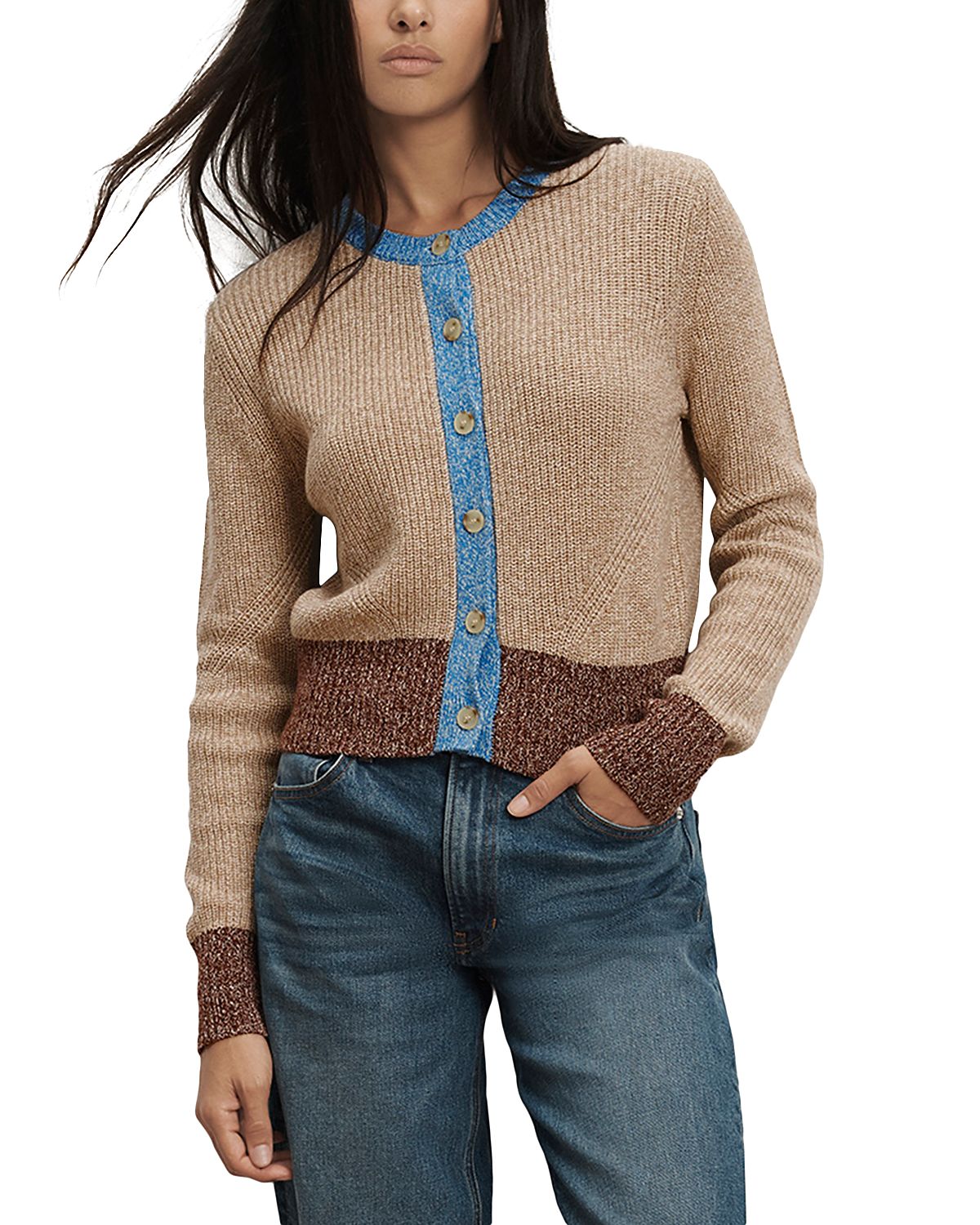 Veronica Beard Ibra Crewneck Cardigan Sweater