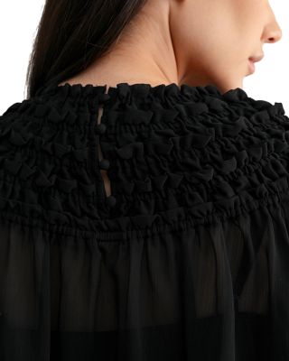Smocked Sheer Blouse