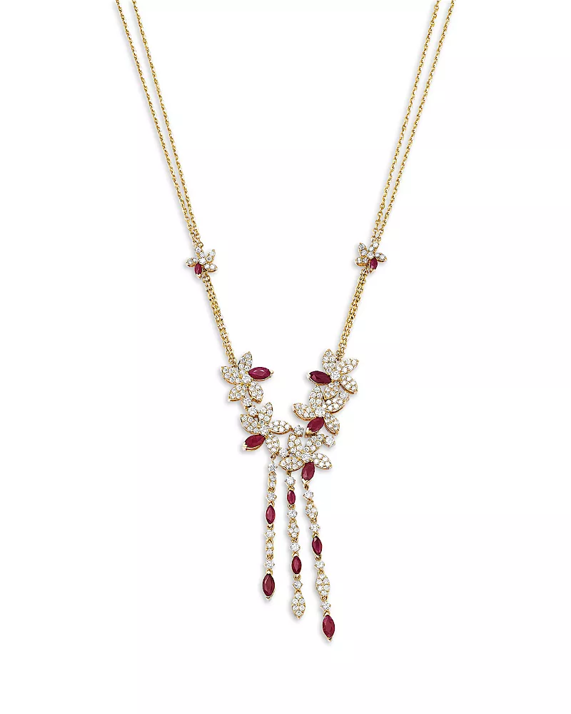 Bloomingdale's Fine Collection Ruby & Diamond Statement Necklace in 14K Yellow Gold