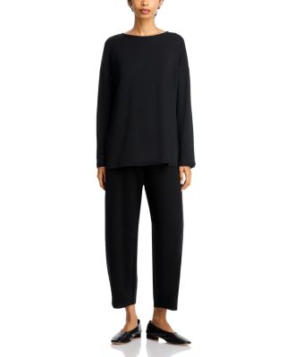 Cozy Brushed Terry Round Neck Long Boxy Top