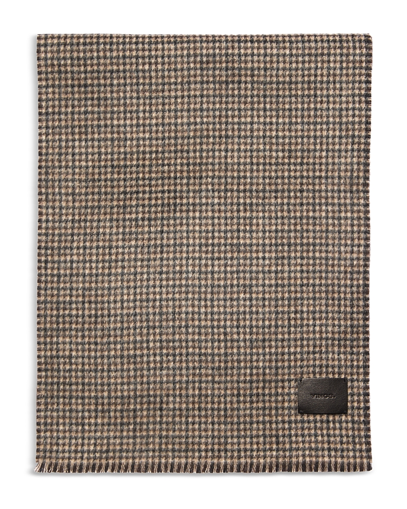 Vince Double Face Houndstooth Scarf In Brown