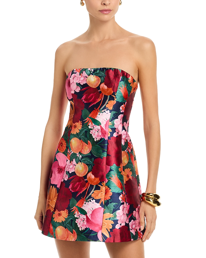 Aqua Strapless Floral & Fruit Strapless Mini Dress - Exclusive