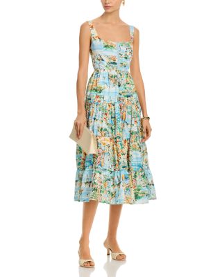 Sleeveless Vacation Scene Midi Dress - Exclusive