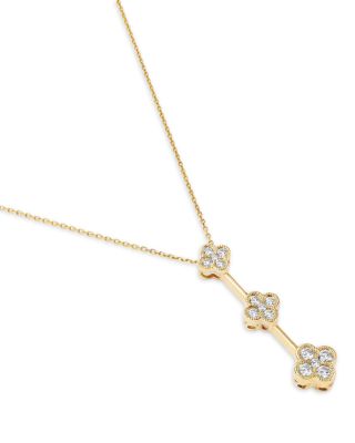 Diamond Clover Pendant Necklace in 14K Yellow Gold, 0.50 tcw