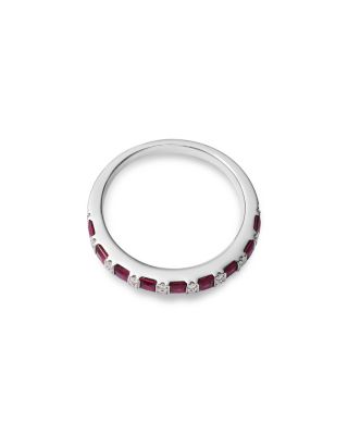Ruby & Diamond Band Ring in 14K White Gold