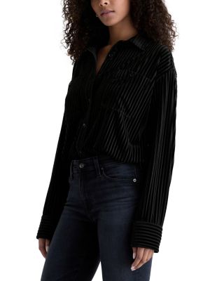 Flocked Velvet Striped Shirt