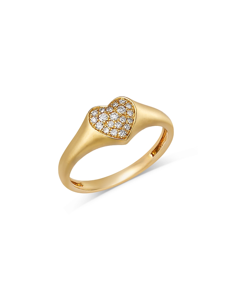 Bloomingdale's Fine Collection Diamond Heart Pinky Ring in 14K Yellow Gold, 0.08 tcw