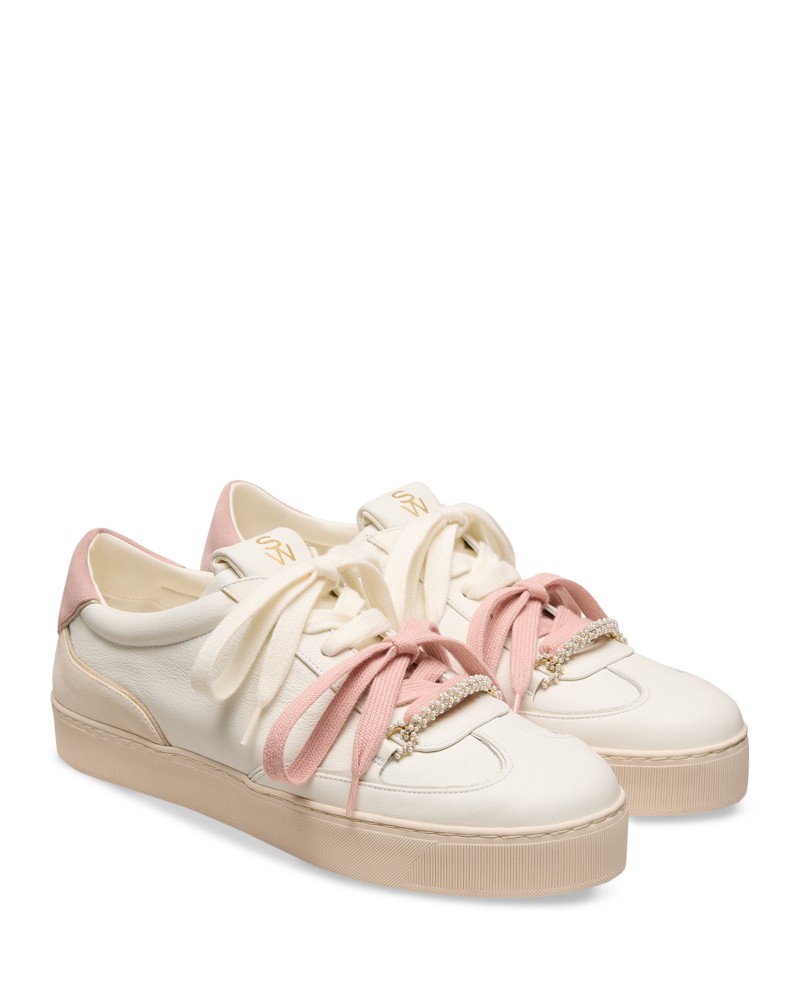 Stuart Weitzman Women's Colton Sneakers in Cream/Linen