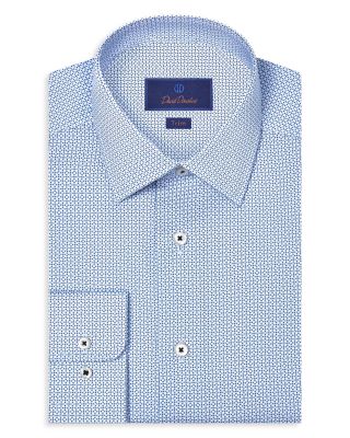 Trim Fit Micro Geometric Print Dress Shirt
