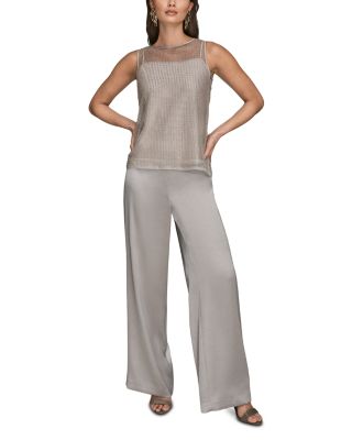 Sleeveless Beaded Mesh Top