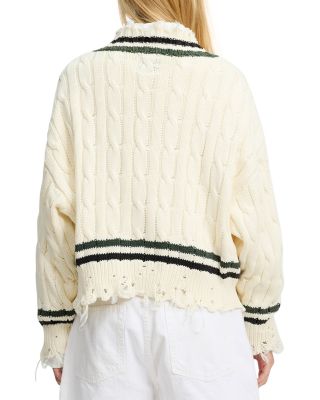 Oversized Cropped Cable Tennis Sweater
