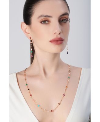 18K Rose Gold Figlia dei Fiori Multi Stone Flower Linear Drop Earrings