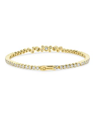 18K Yellow Gold Fizz Diamond Bezel Cluster Tennis Bracelet