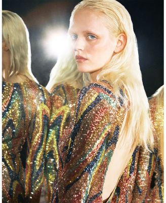 Long Sleeve Sequin Swirl Maxi Dress - Exclusive