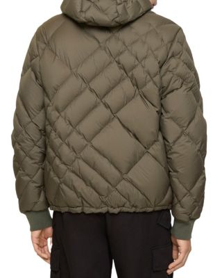 Check-stitch Nylon Hooded Puffer Jacket