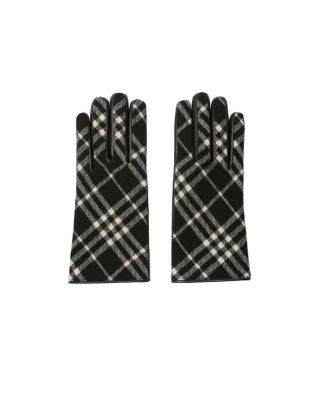Check Wool Cashmere Gloves