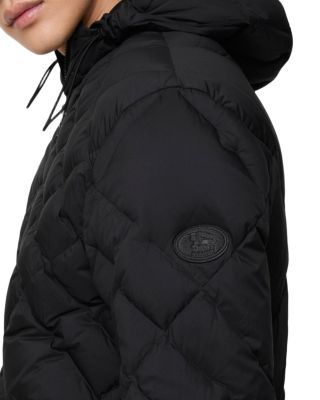  Check-stitch Nylon Hooded Puffer Jacket