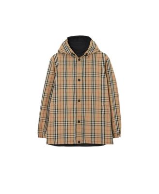 Reversible Check Nylon Hooded Jacket
