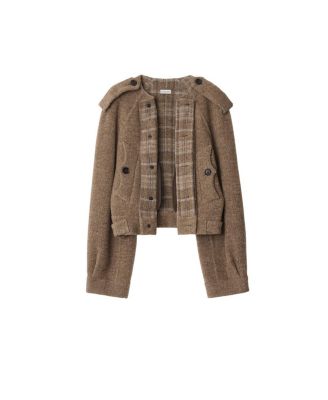 Detachable Scarf Wool Blend Jacket